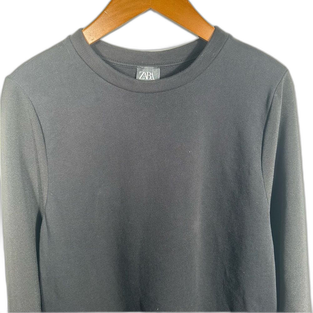 Zara Black Three-Button Long Sleeve Blouse Top Size Medium Minimalist Office - Picture 4 of 14